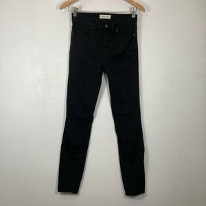 Madewell Demin Pants 9 inch High Rise Skinny Jeans Womens Size 26 Black Ripped